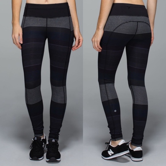 Lululemon Om Stripe Speed Tight Black Gray Grey Pockets Luxtreme Full Length 8 - Picture 7 of 7